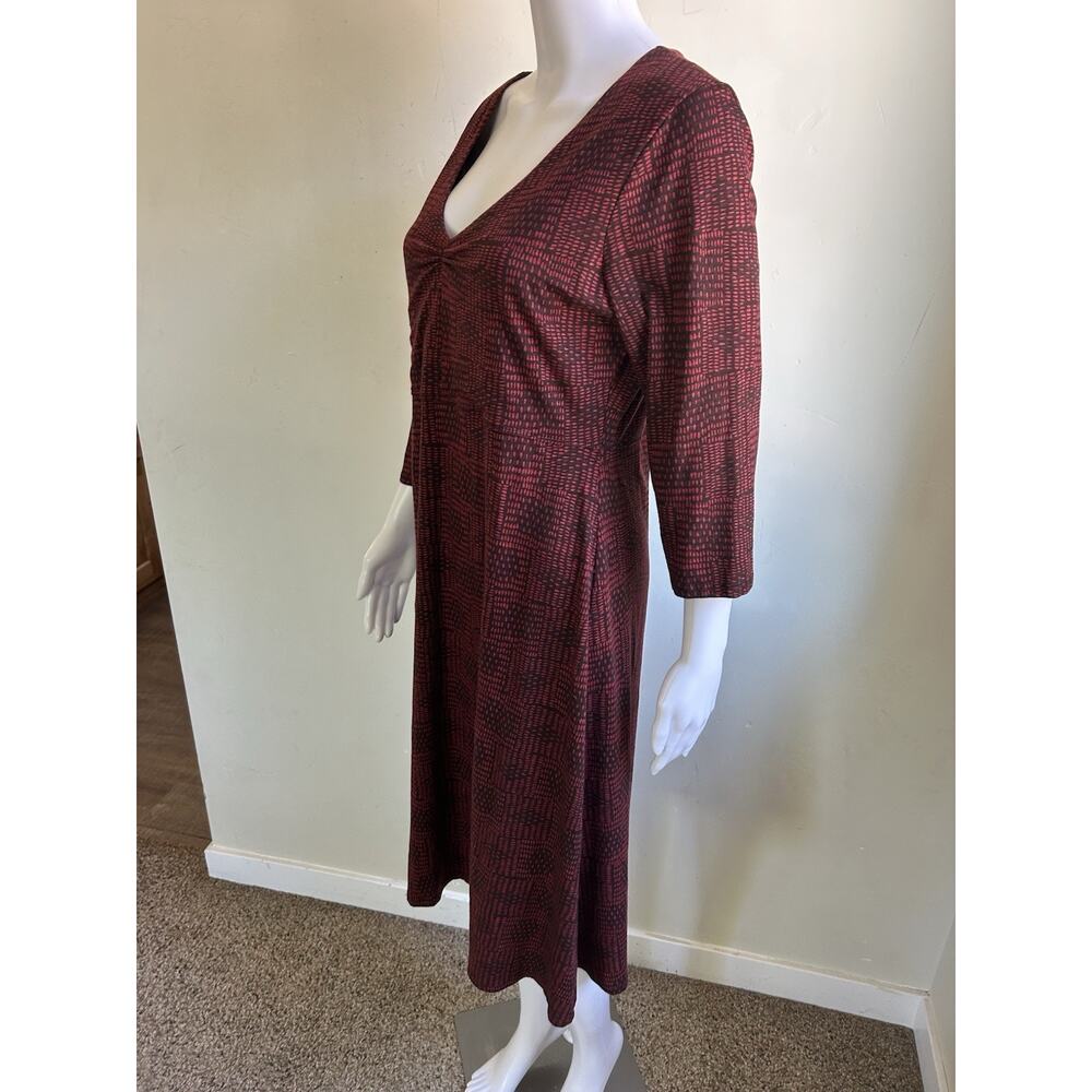 Toad & Co Rosalinda Dress Womens L Organic Cotton Tencel A-Line Geometric Red - Picture 11 of 13
